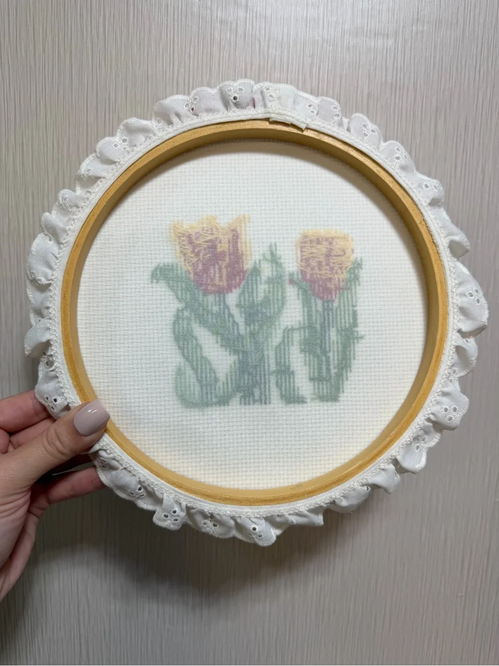 Handmade Tulip Cross Stitch Hoop Art 10